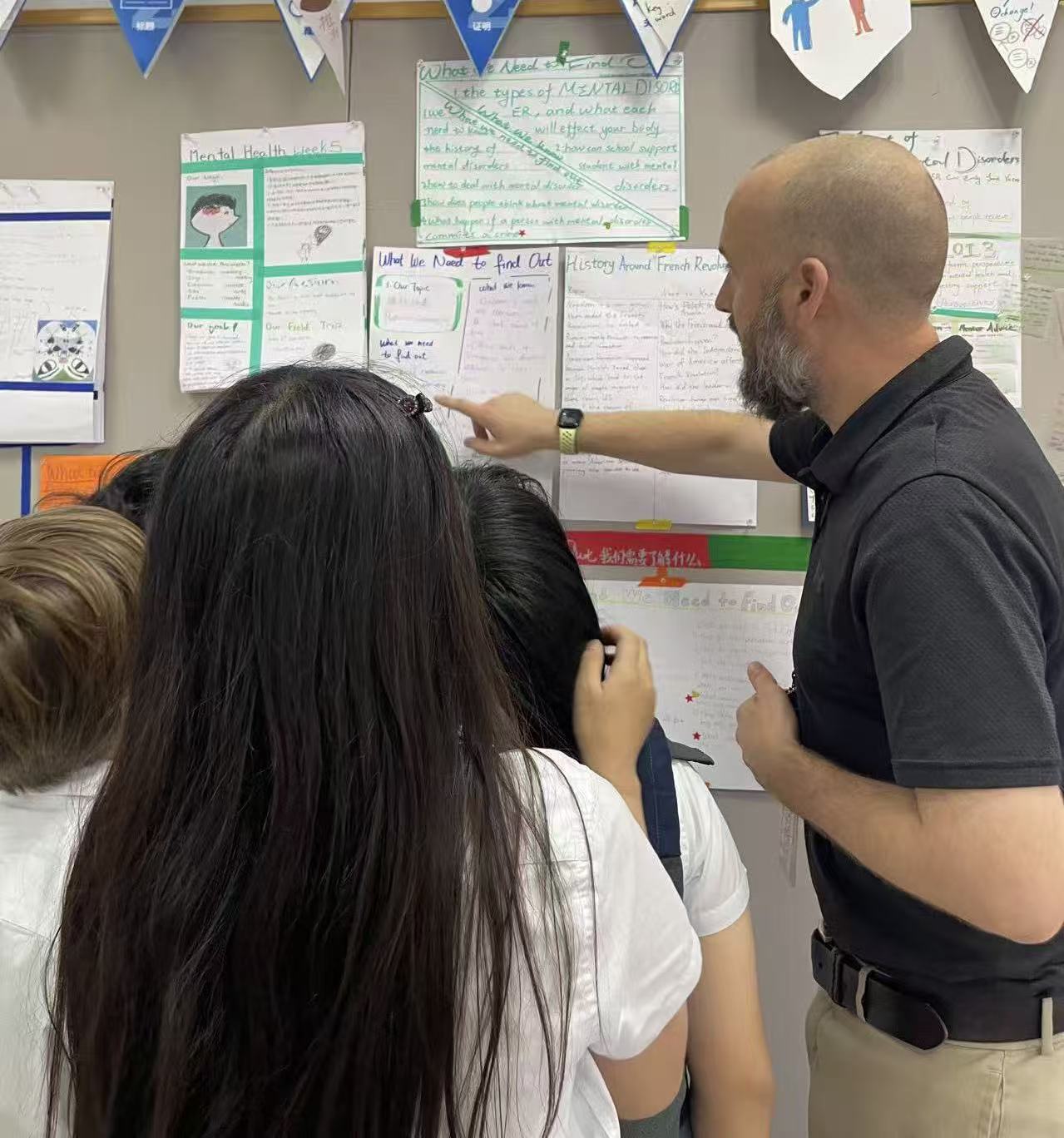 Working with a group at the wall