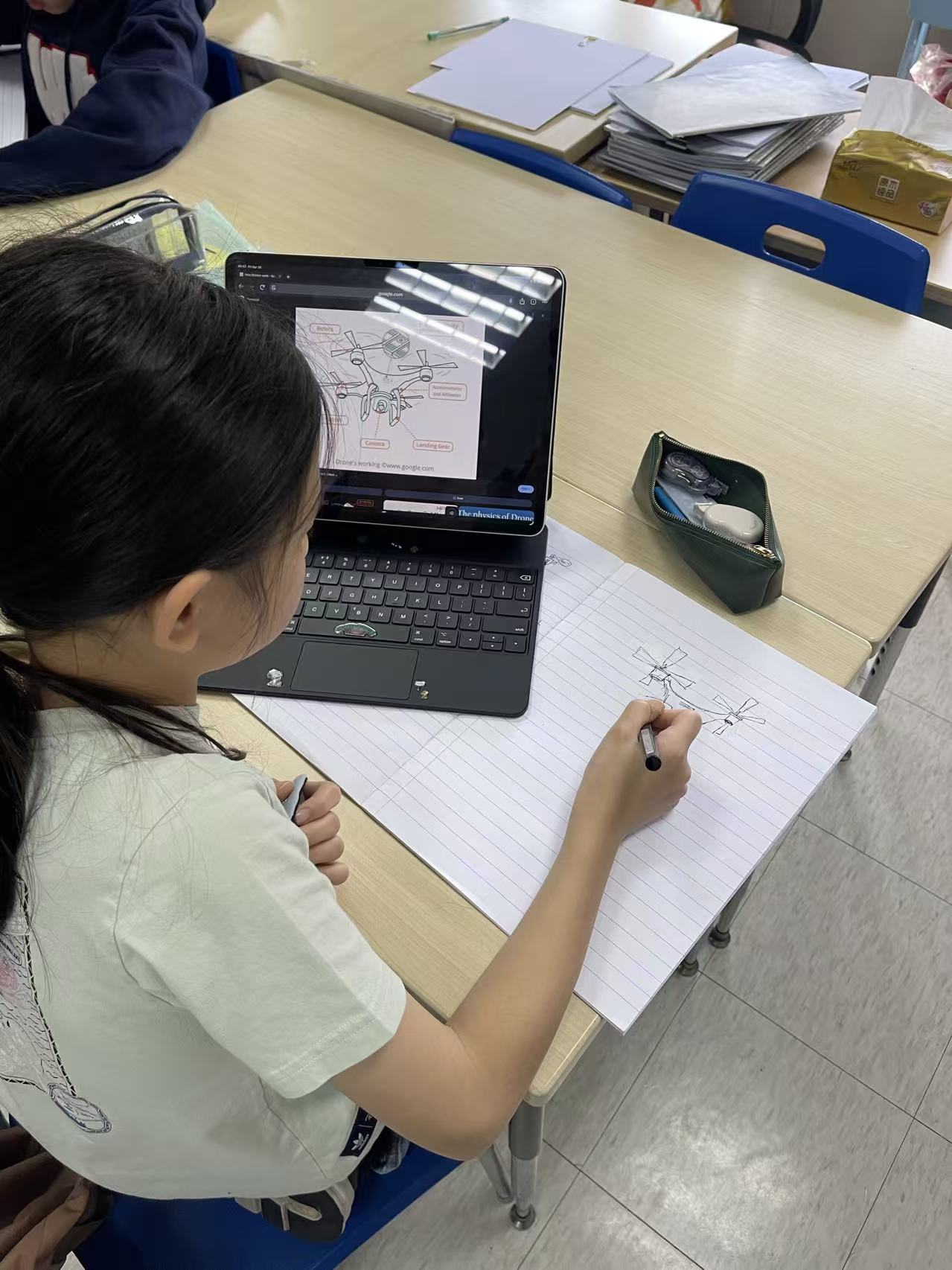 Taking notes from a source — sketching to understand it.