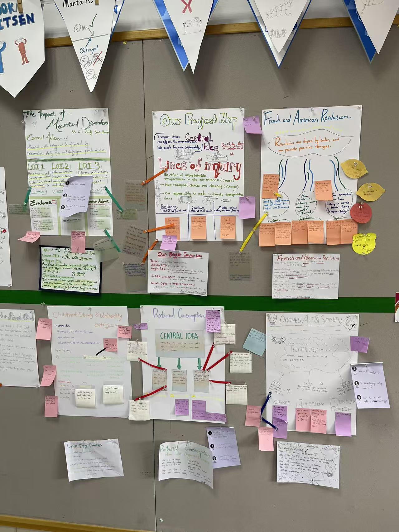 The wall in Week 4 — project maps after Pull Up a Chair.