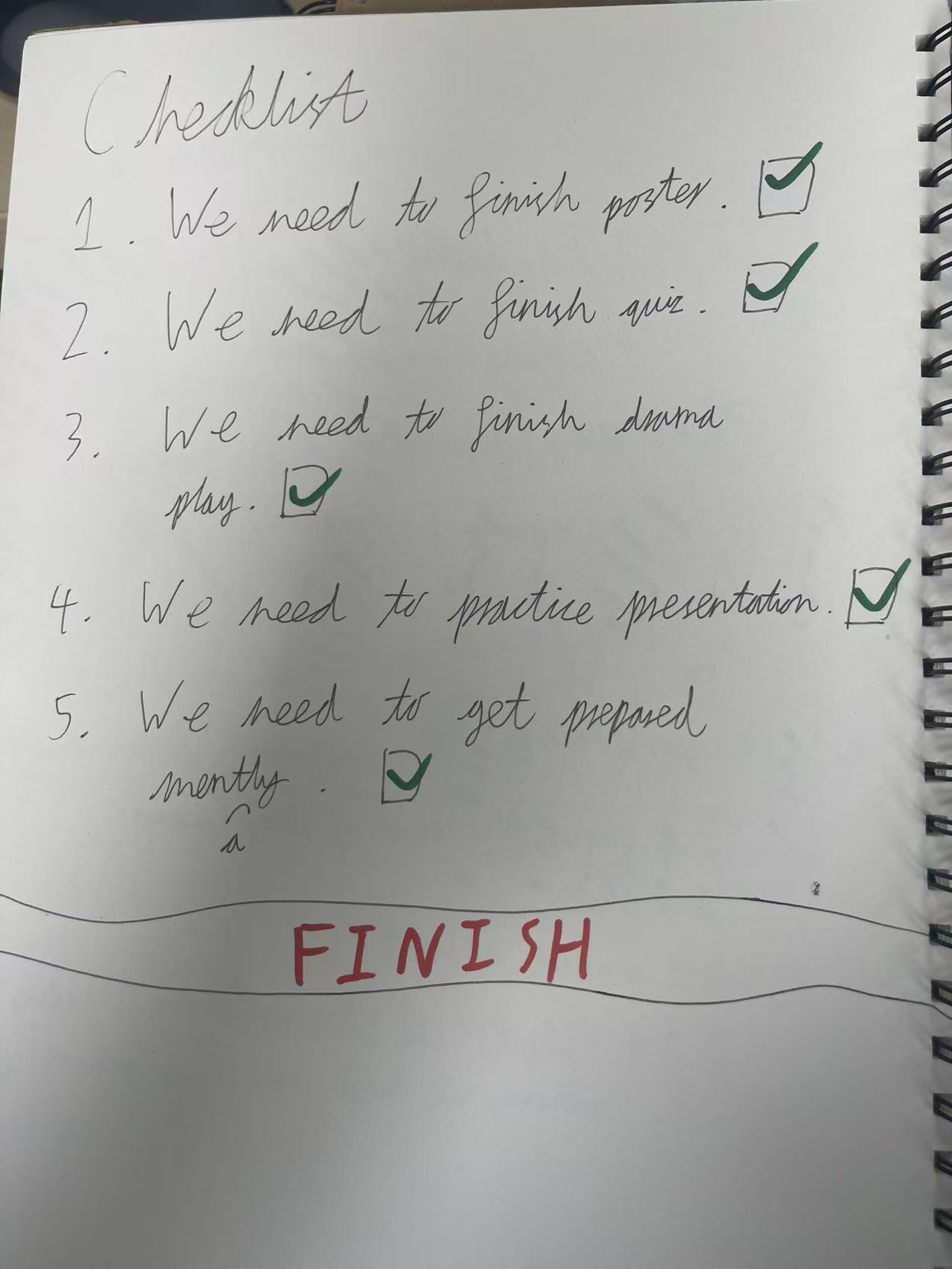 A finish-line reflection before exhibition day. What the student wants visitors to remember, what still needs practice (speed), and the goal they are working on: walk in confident.